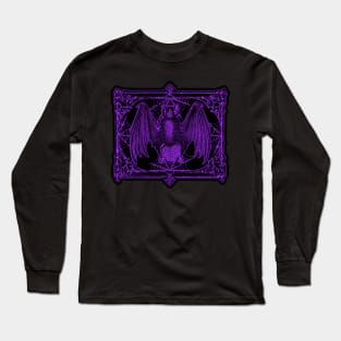 Vintage Vampire Bat illustration in Purple Long Sleeve T-Shirt